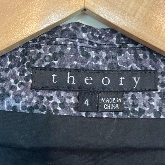 Theory Short Sleeve Jacket Top Size 4 Black White Speckle - Picture 3 of 5